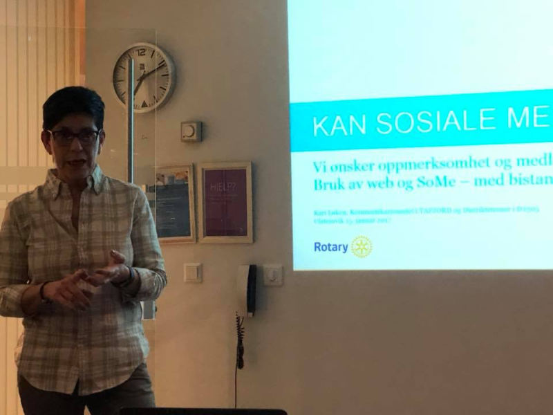 Kari Løken som er Kommunikasjonsjef Tafjord orienterte oss om moglegheitene på Web og Facebook.