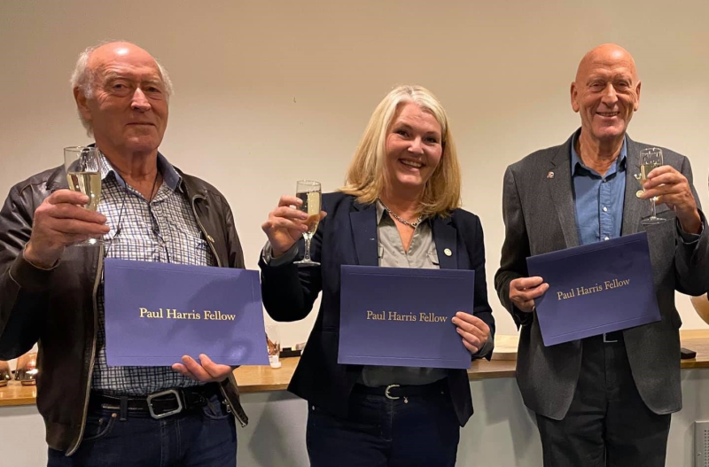 Paul Harris Fellow til 3 Rotarymedlemmer